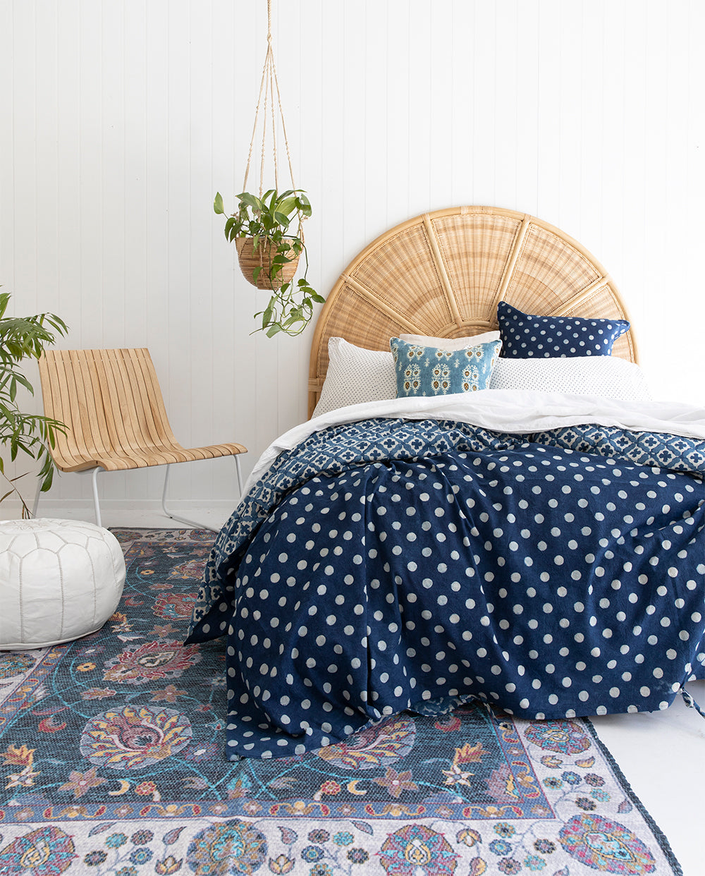 Indigo Hamptons Moroccan Quilt Cover