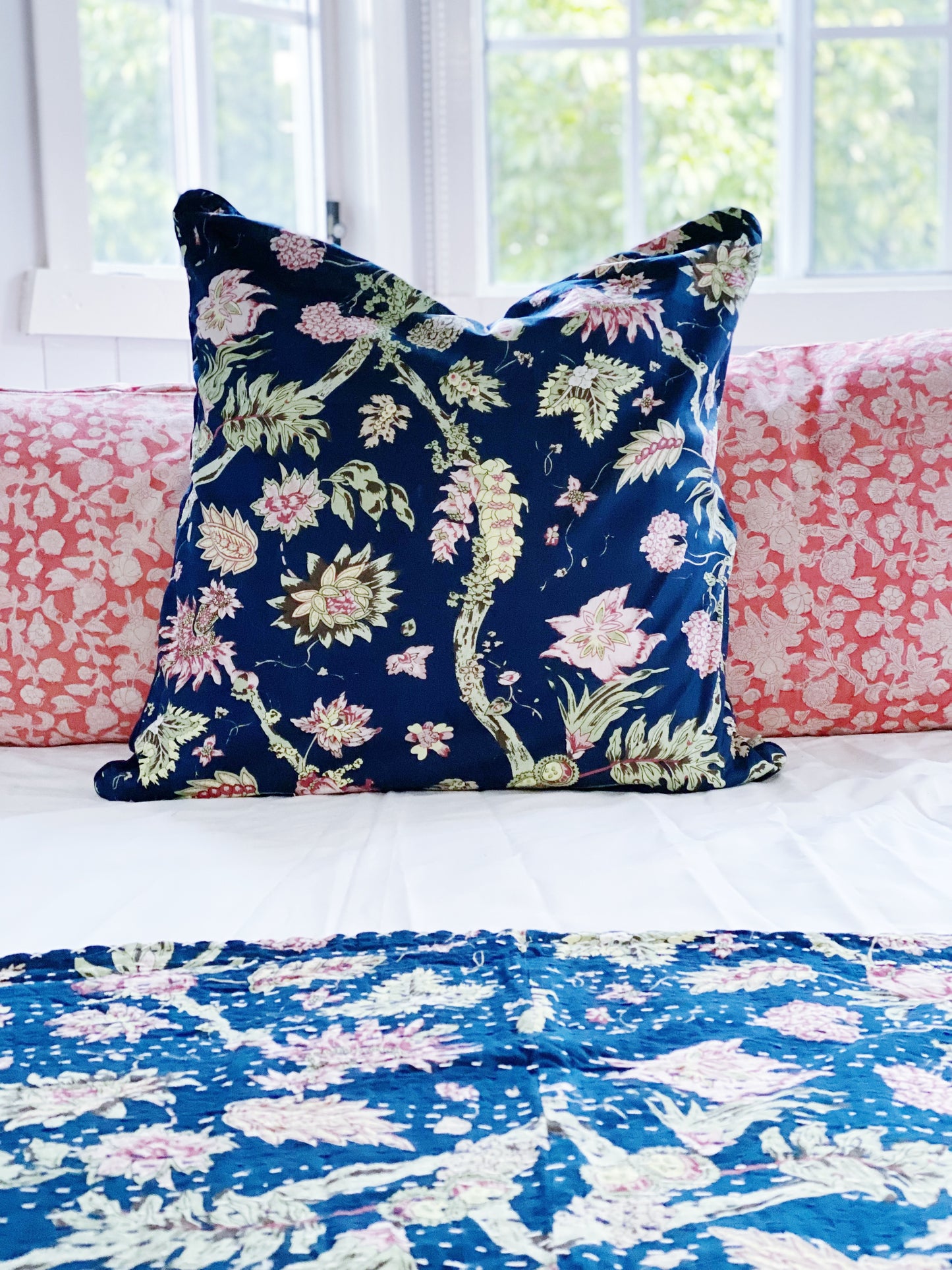 Navy Blue Jardin Euro Cushion Cover