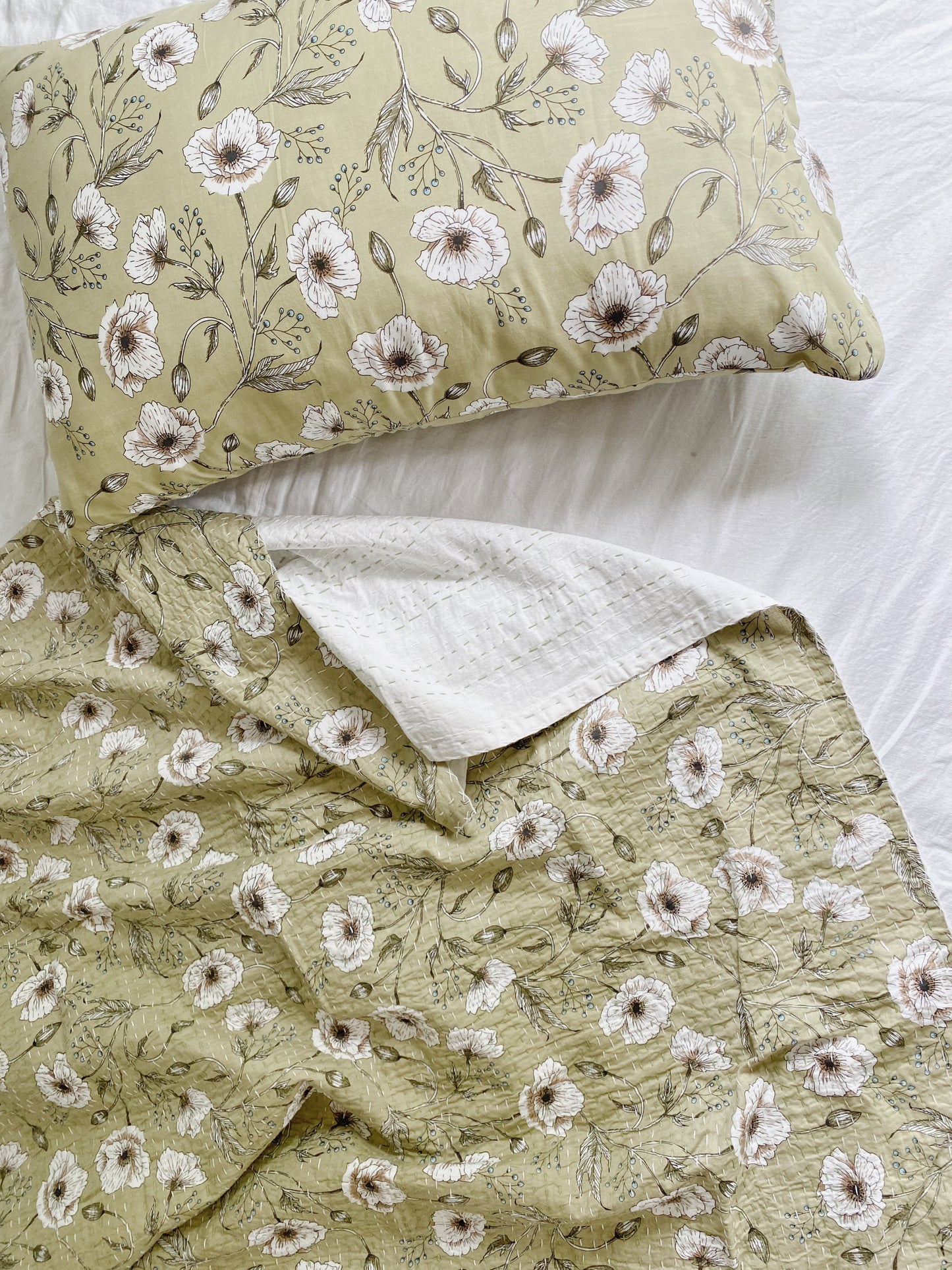 Adele Poppy Kantha Quilt