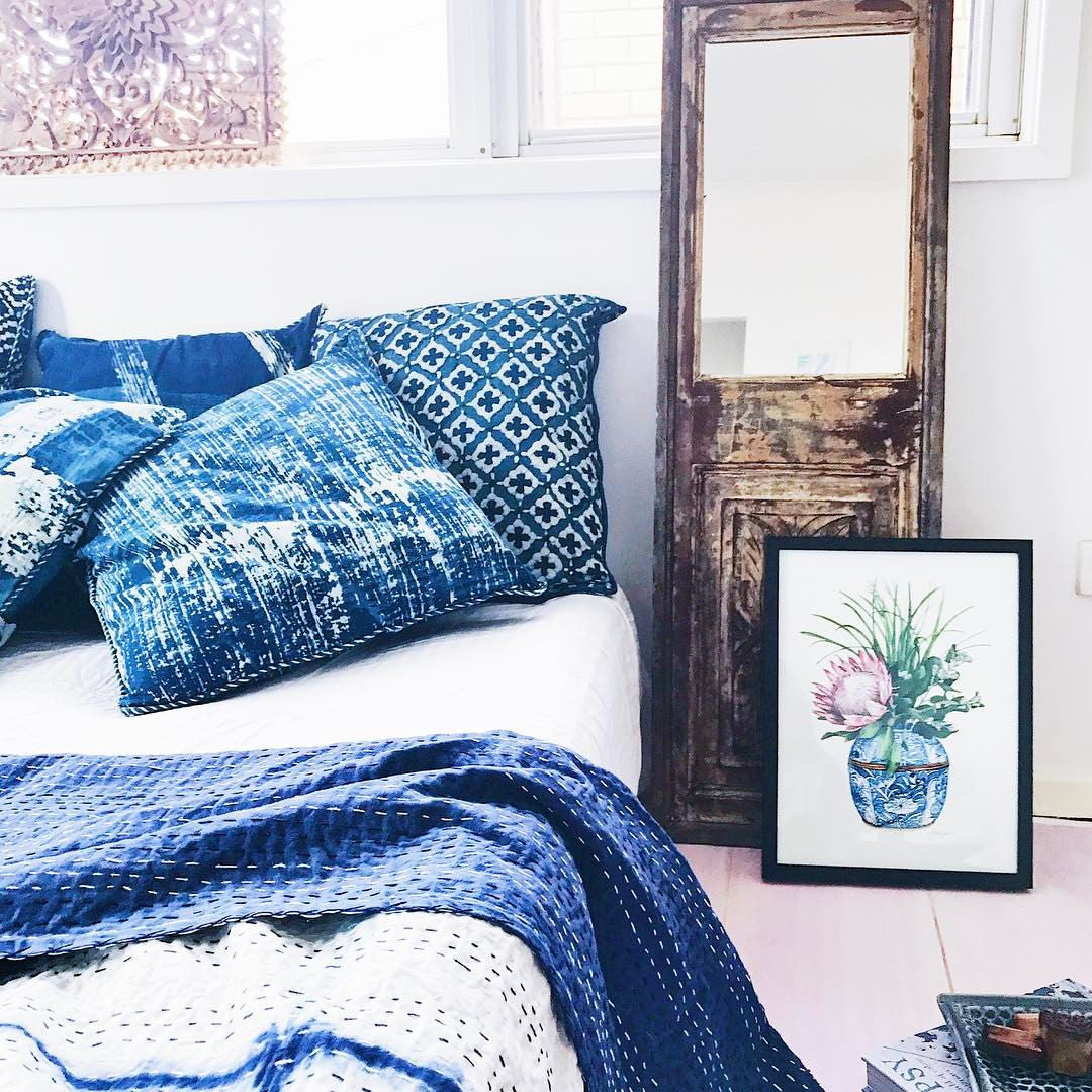 Indigo Moroccan Pillowcase| Peacocks and Paisleys