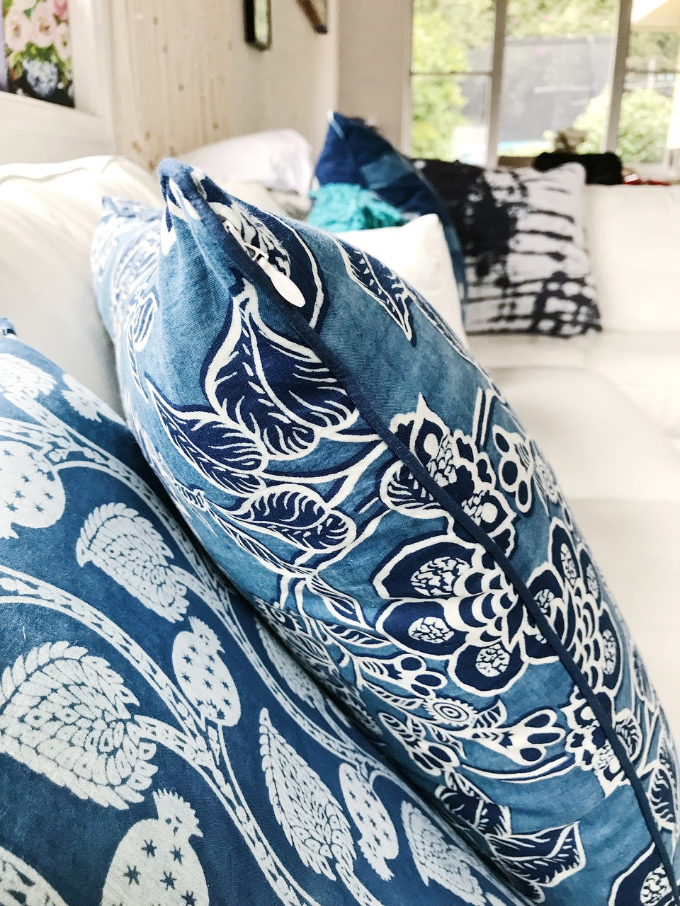 Indigo French Hamptons Cushion Cover