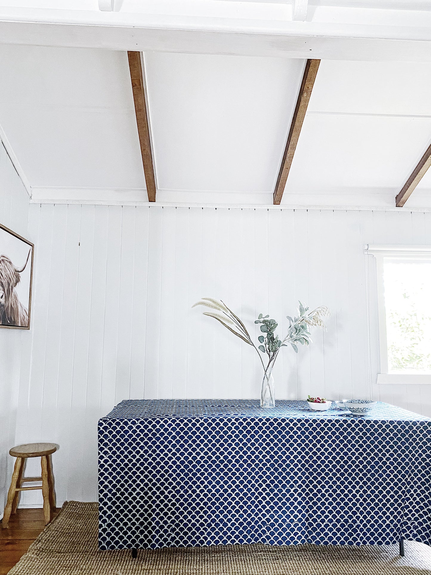 Indigo Fish Scales Tablecloth (180X275cm)