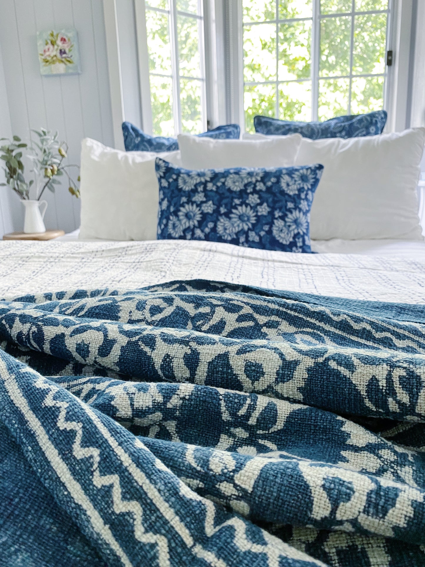 Indigo Chintz Coastal Throw