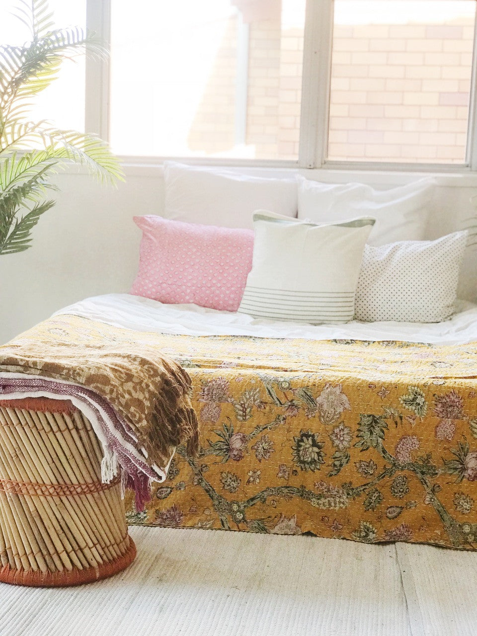 Mustard Jardin Kantha Quilt