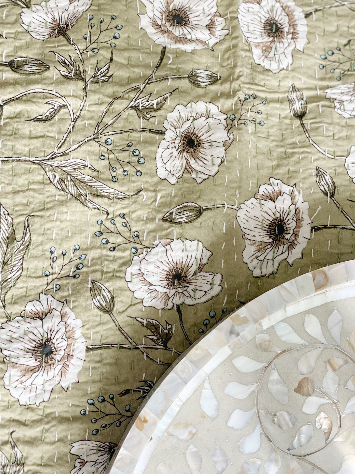 Adele Poppy Kantha Quilt