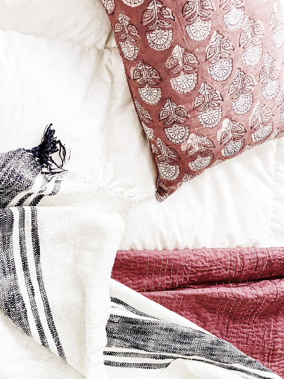 Noir Black French Stripes Throw