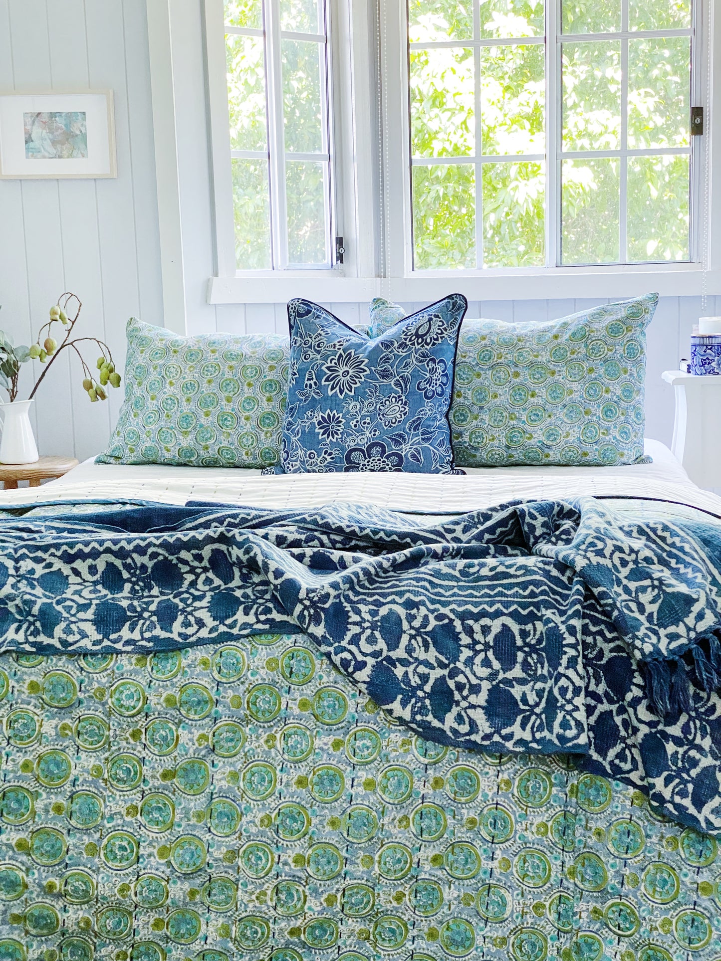 Indigo Chintz Coastal Throw