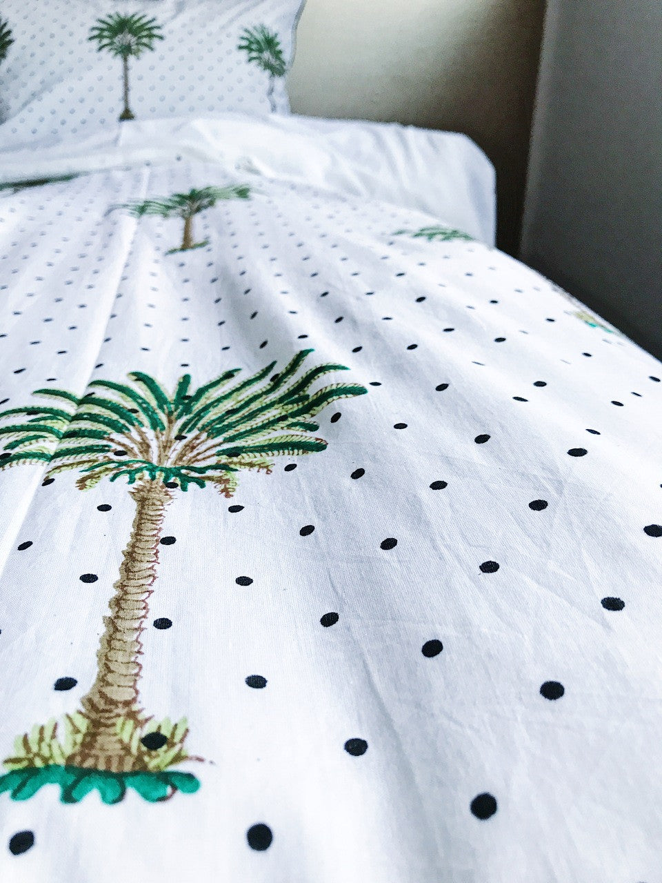 Polka Dot Palm Tree Quilt Cover -King| Peacocks and Paisleys