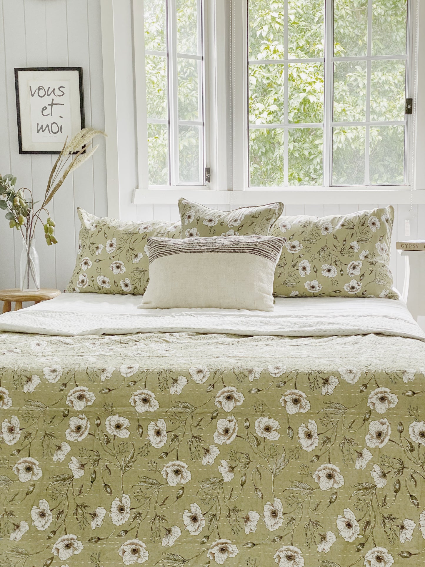 Adele Poppy Kantha Quilt