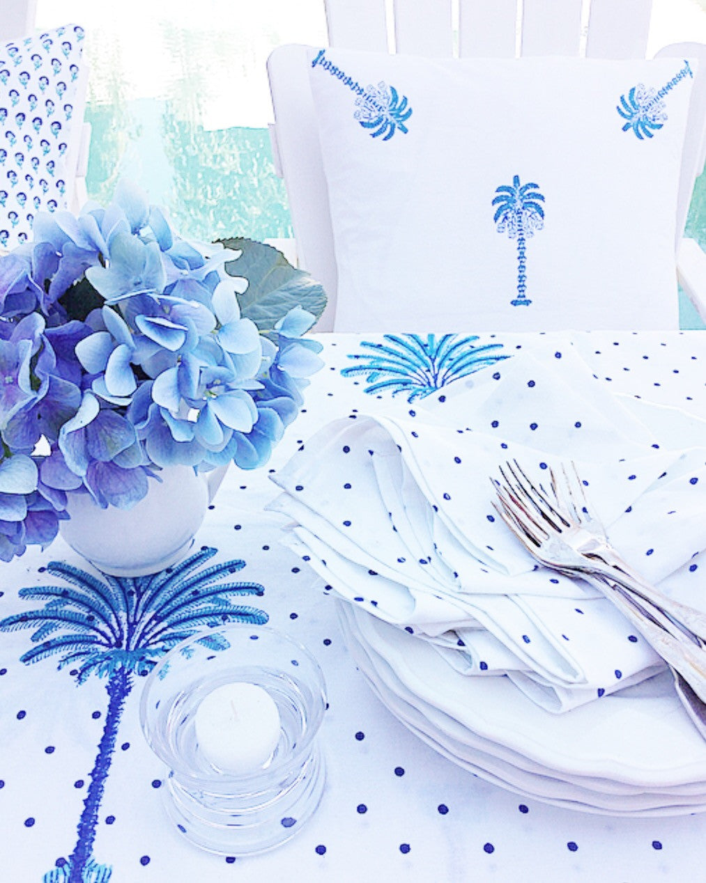 Indigo Spots Napkins -Set of 4| Peacocks and Paisleys