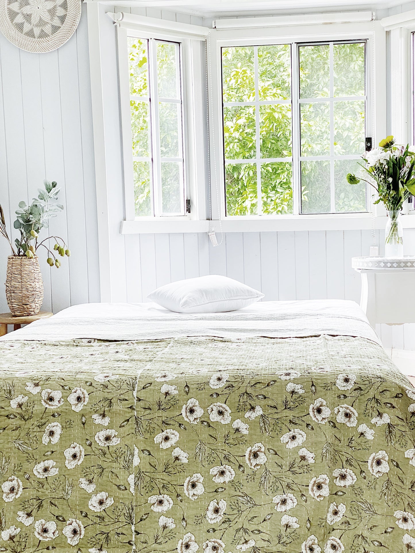 Adele Poppy Kantha Quilt