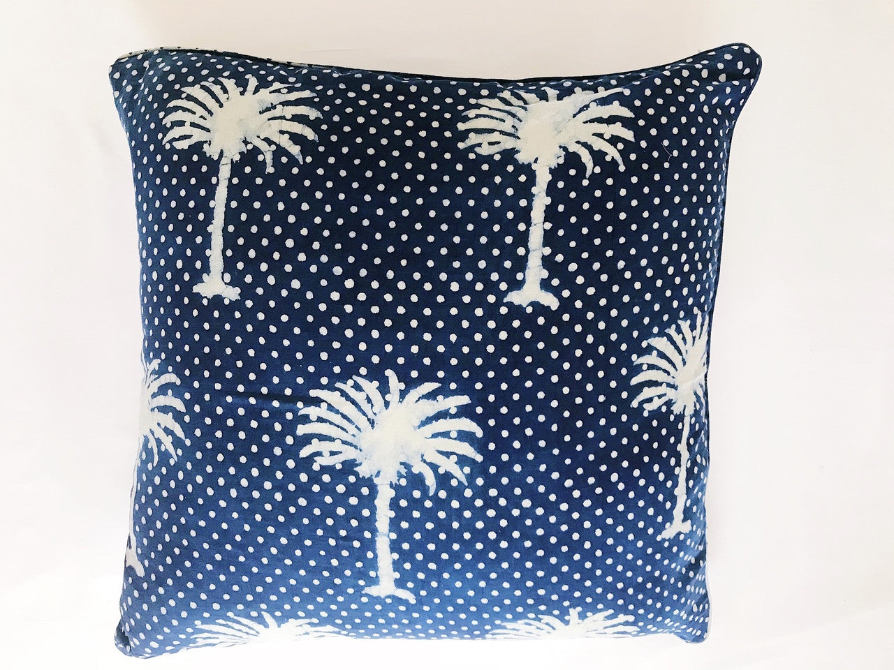 Indigo Polka Dot Palms Euro  Cushion Cover