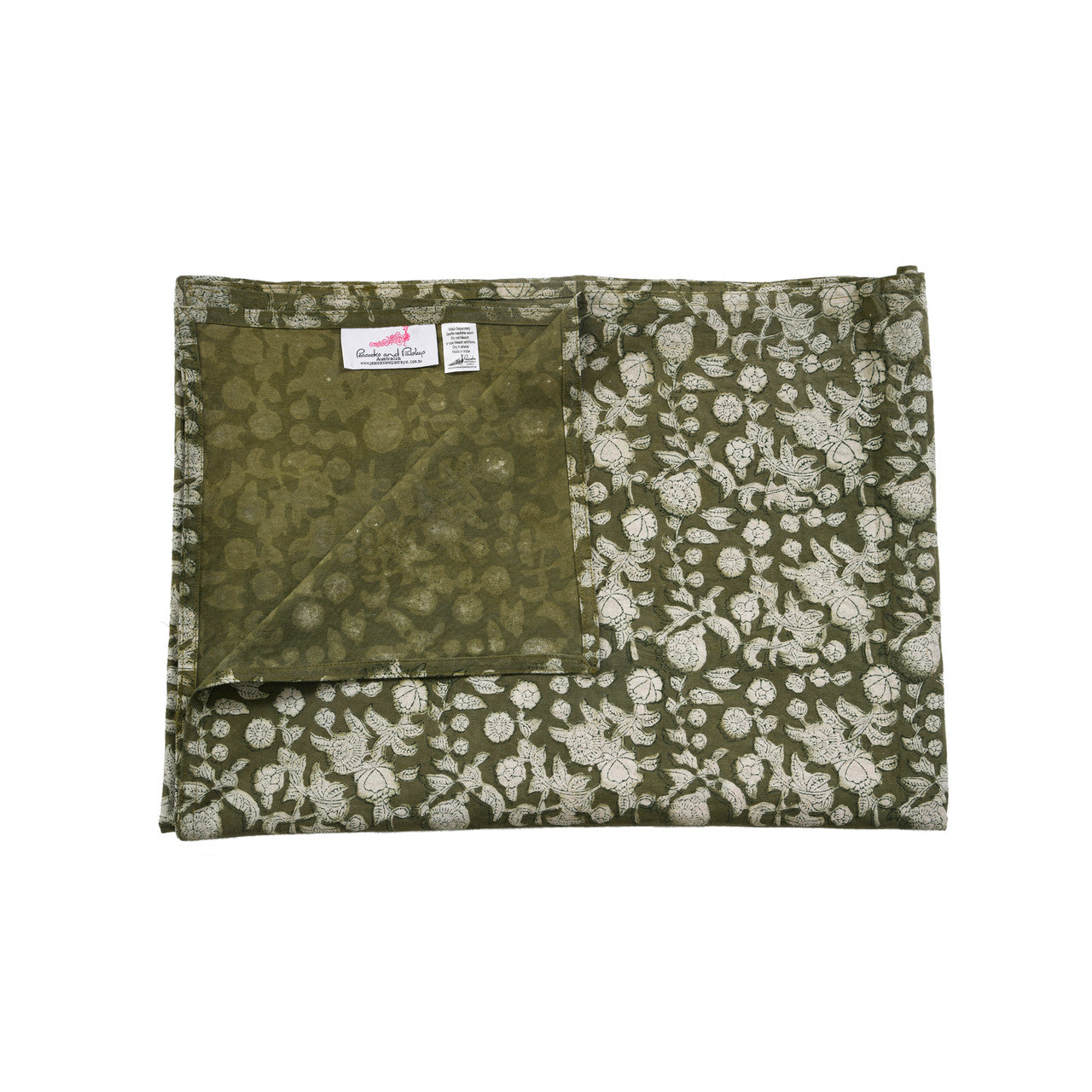 Sage Green Floral Tablecloth - 180x275cm