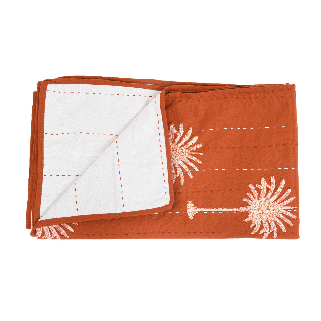 Rust Palm Kantha Quilt