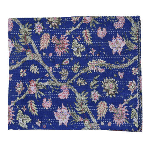 Midnight Blue Jardin Kantha Quilt