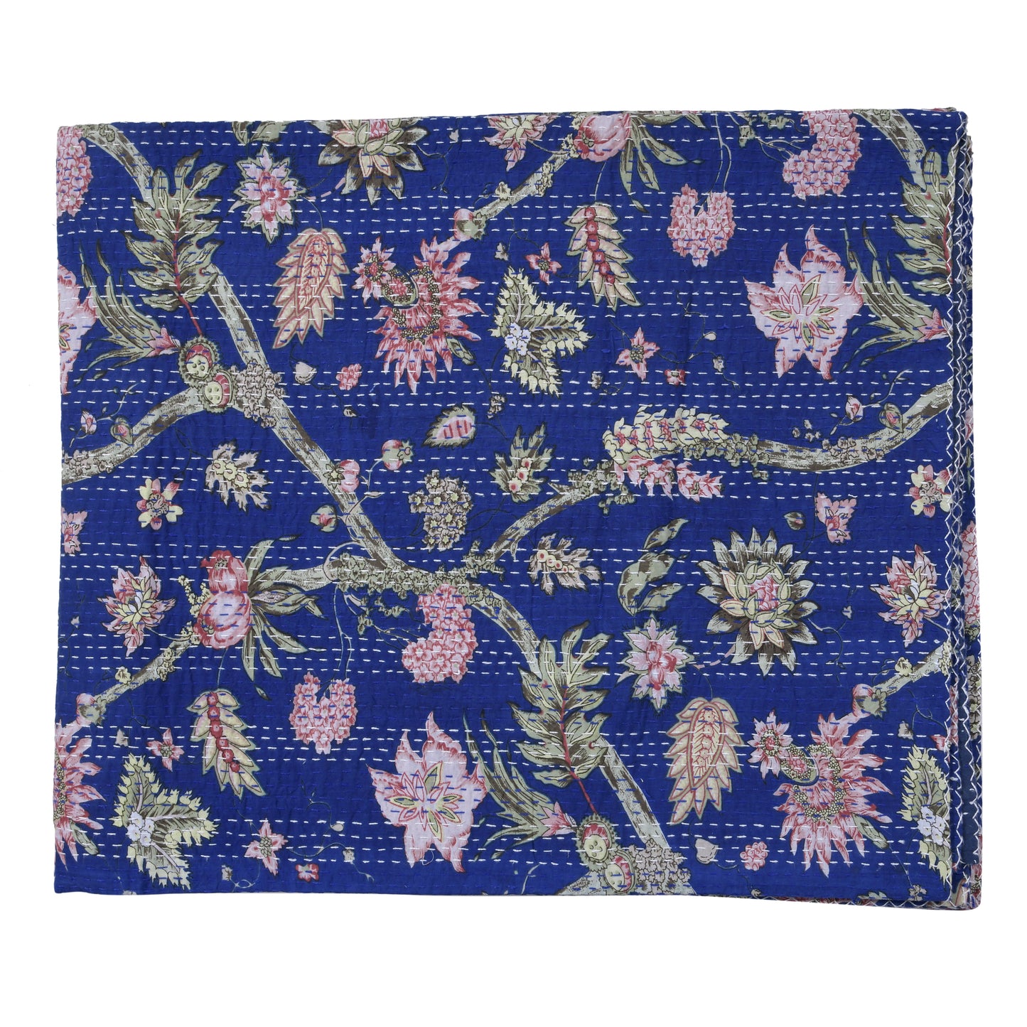 Midnight Blue Jardin Kantha Quilt
