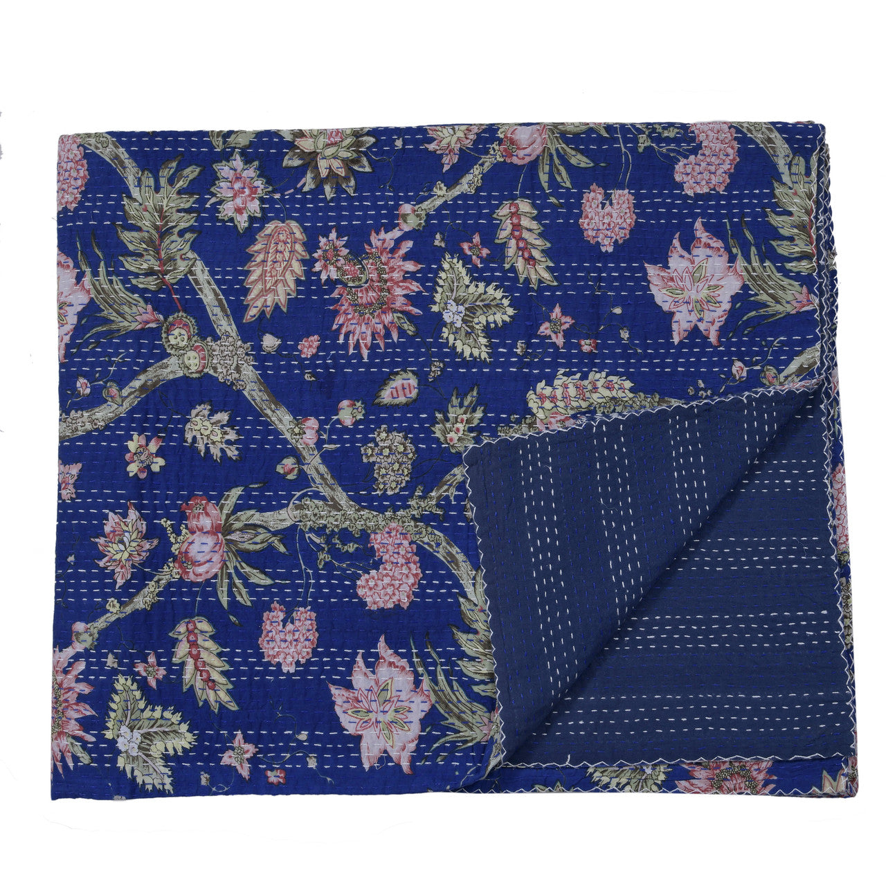 Midnight Blue Jardin Kantha Quilt