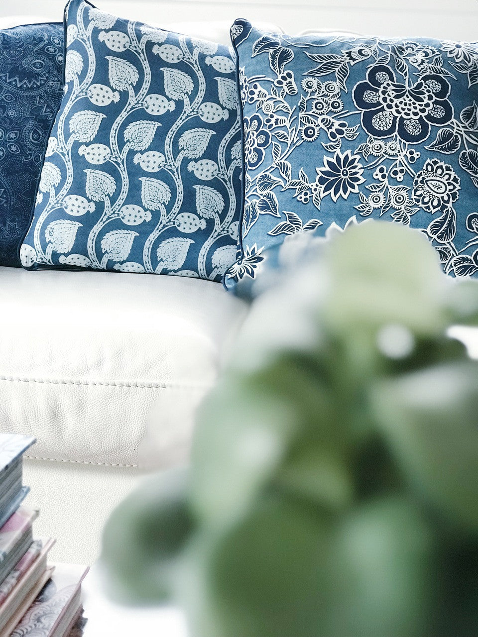 Indigo French Hamptons Cushion Cover