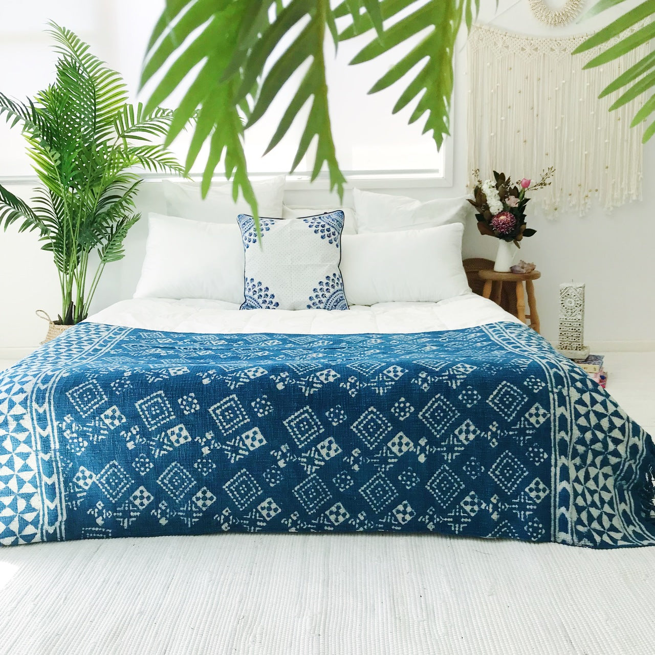 Cobalt Zellige Moroccan  Cushion Cover