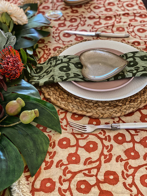 Terracotta Gumnuts Square Tablecloth (180 X180 cm)