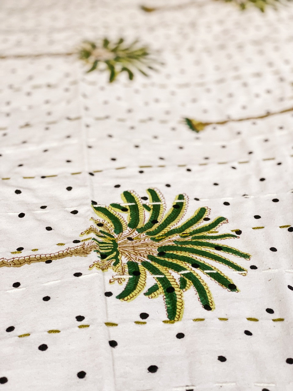Polka Dot Palm Tree Summer Kantha Quilt Bundle ( single size)