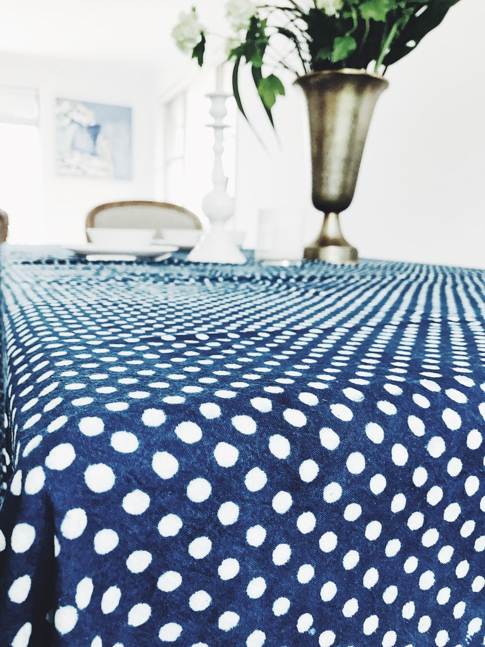 Indigo Dotty Tablecloth (180 X 275 cm)