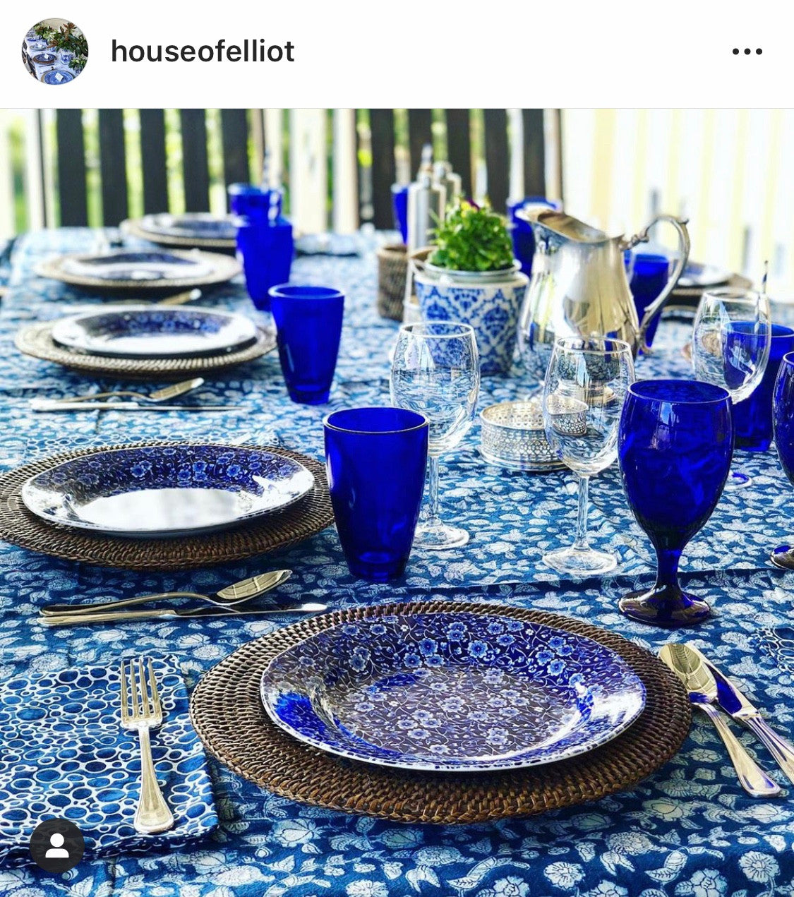 Indigo Floral Hamptons Tablecloth