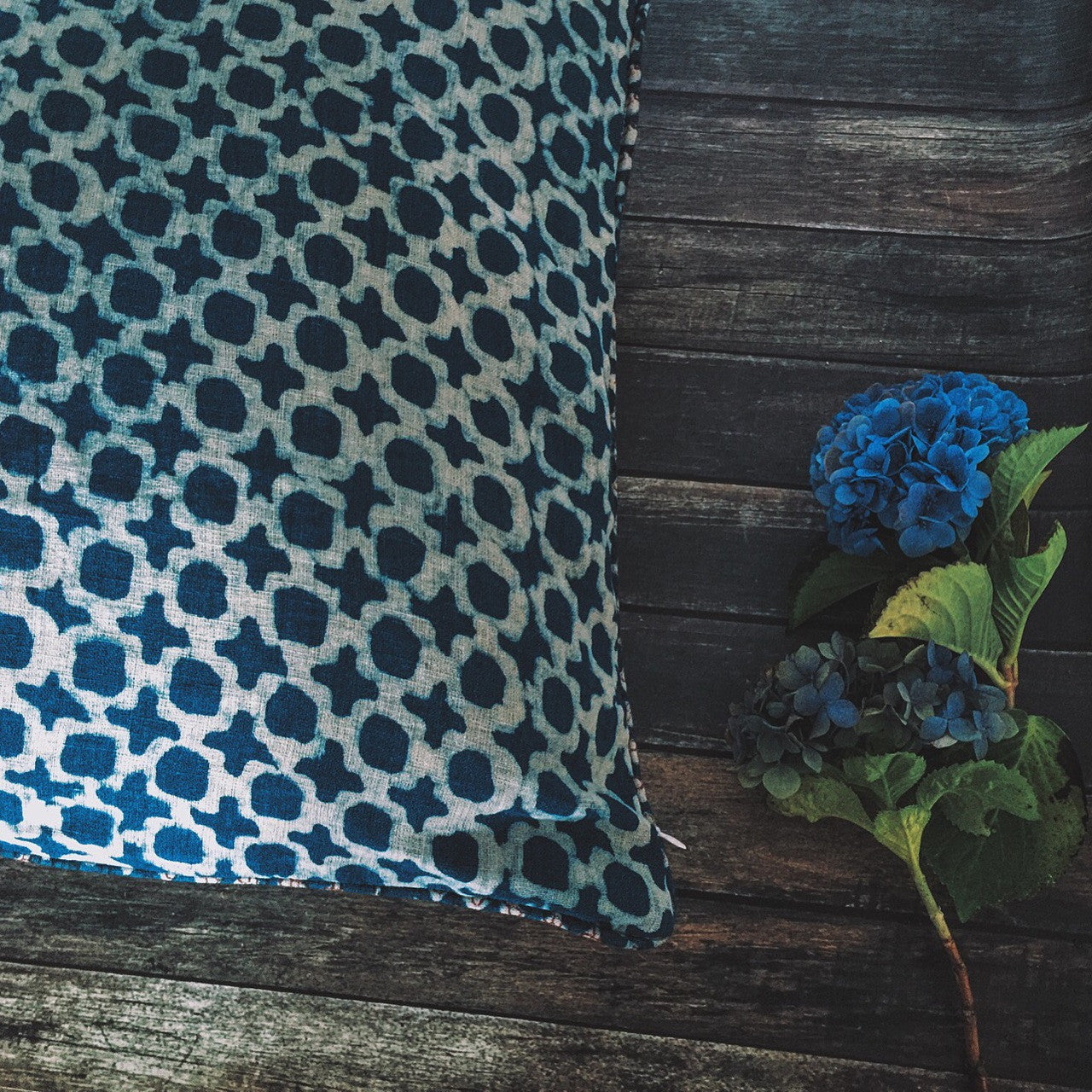 Indigo Tic Toc Cushion Cover | Peacocks and Paisleys