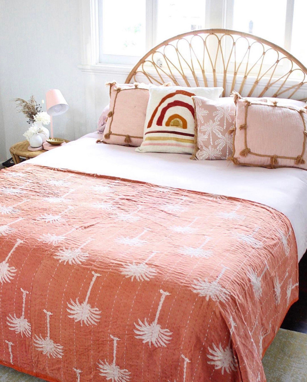 Rust Palm Kantha Quilt