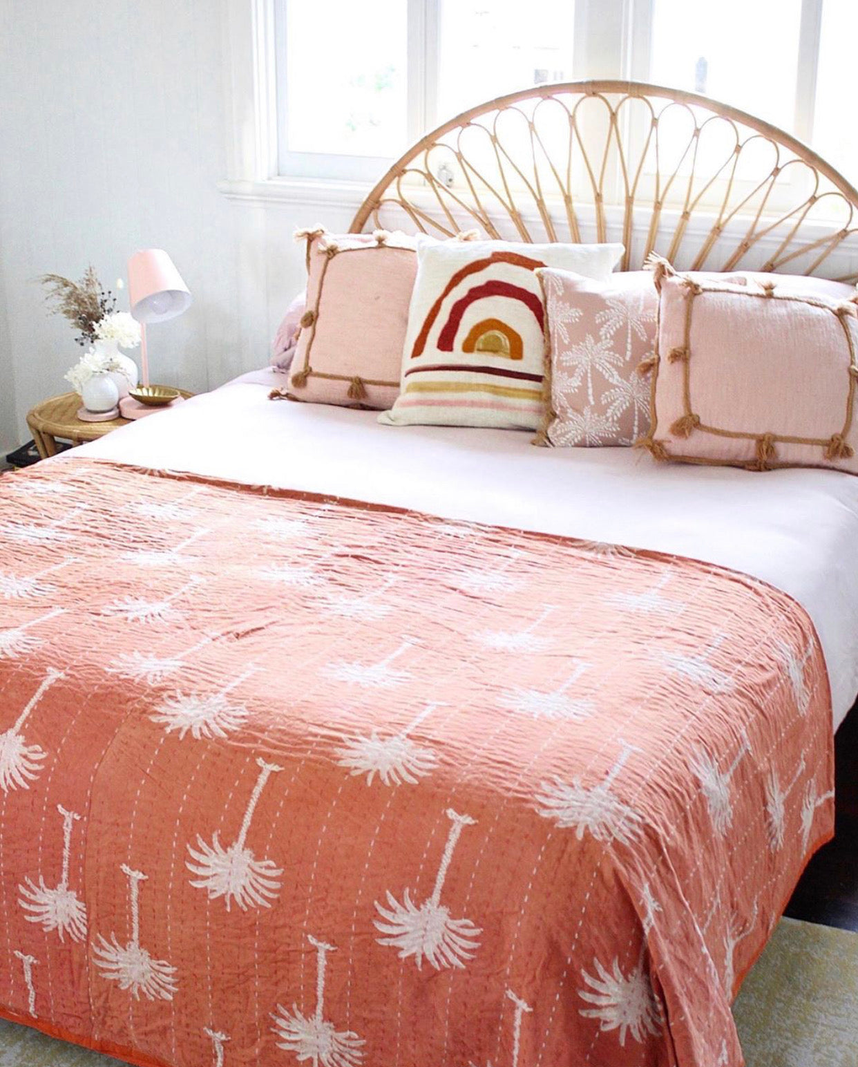 Rust Palm Kantha Quilt