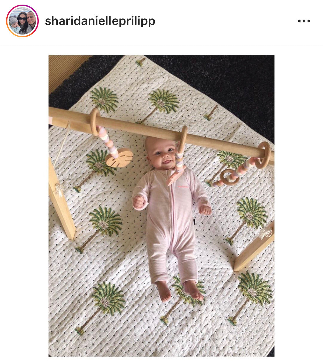 Polka Dot Palm Trees Organic Kantha Quilt -Baby Size