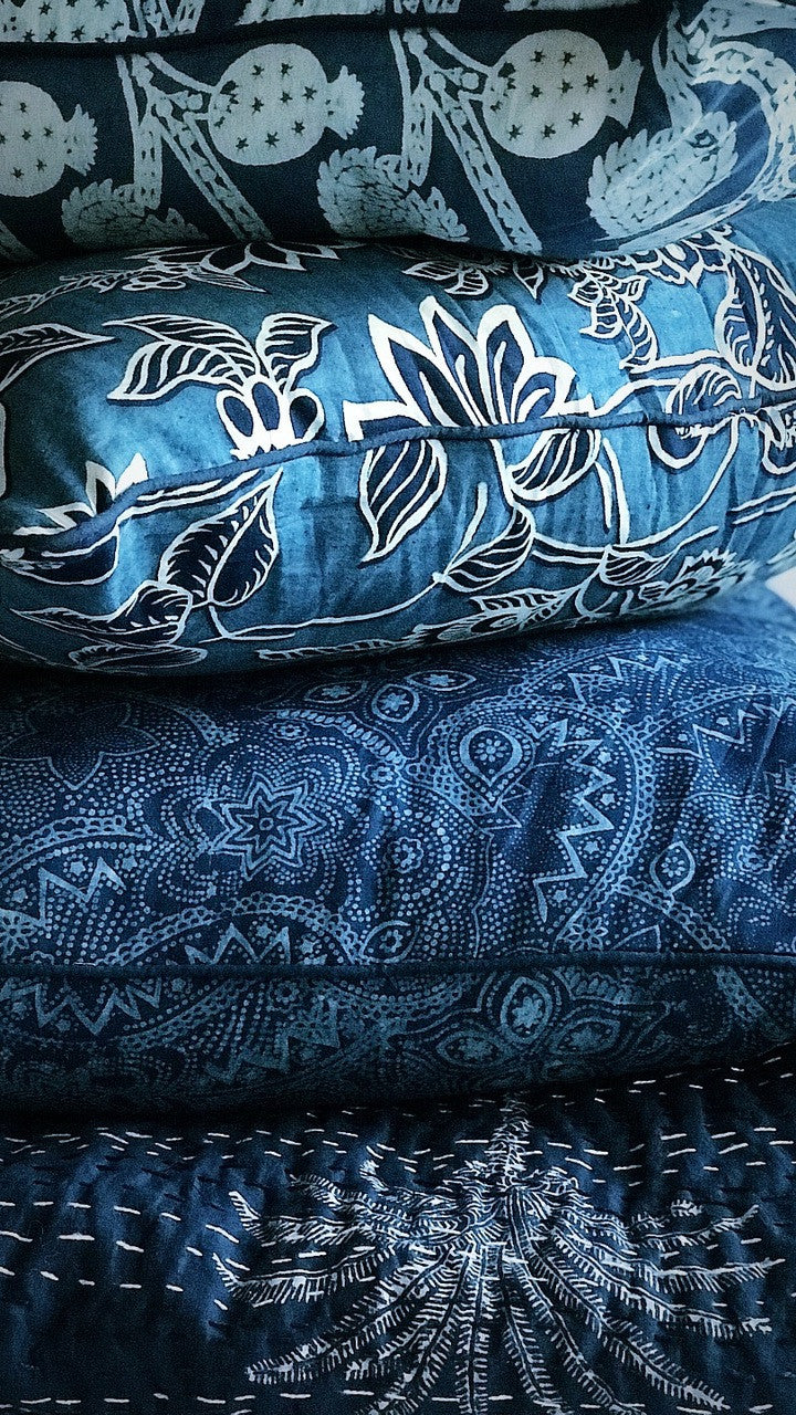 Indigo French Hamptons Cushion Cover
