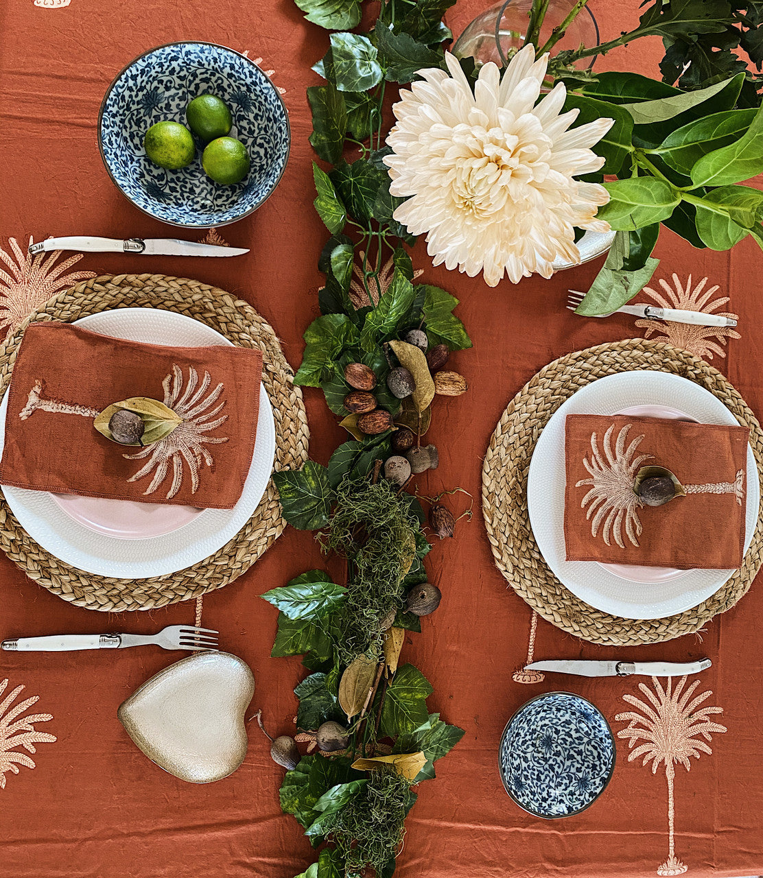 Rust Palm Trees Tablecloth