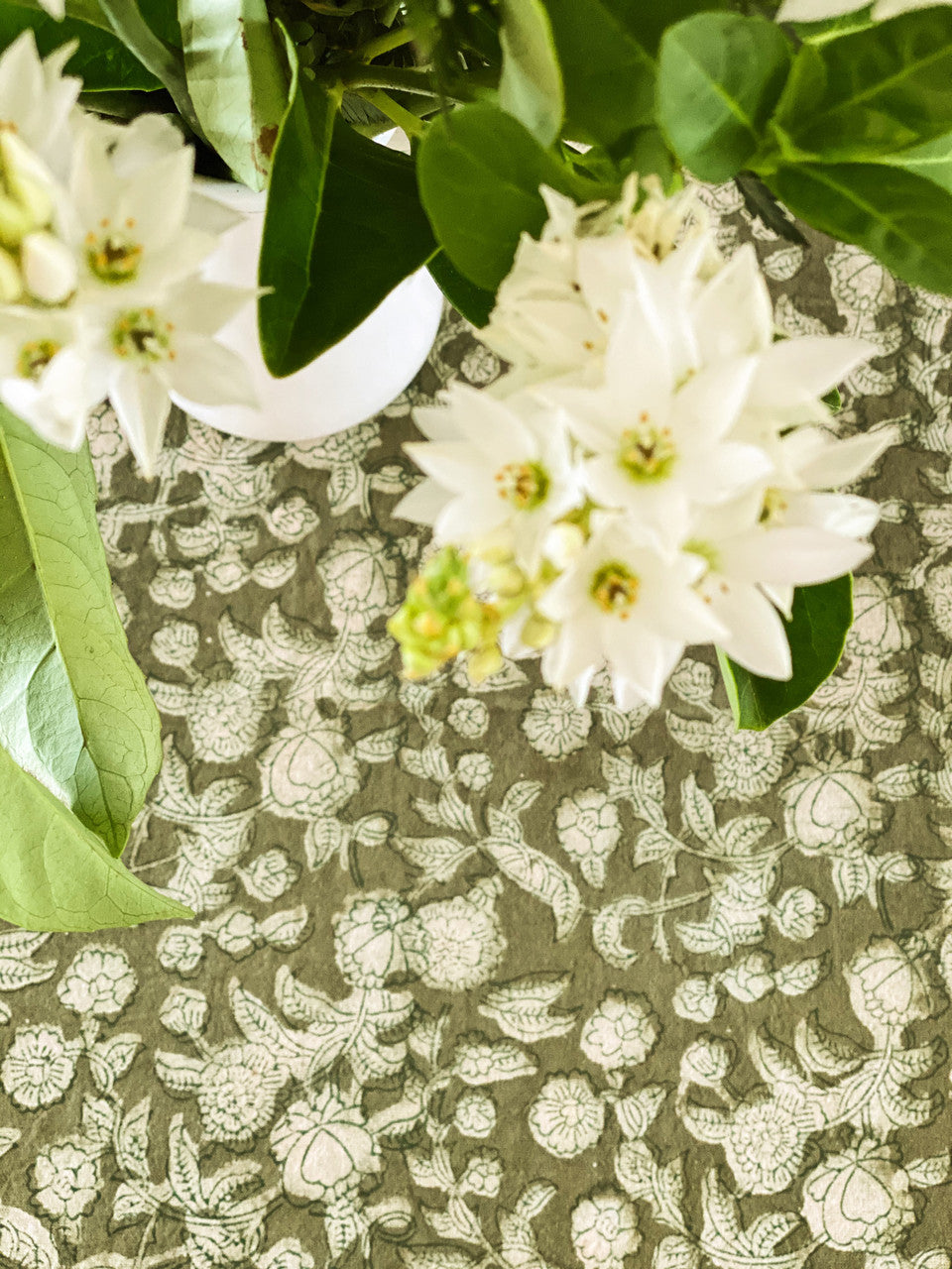 Sage Green Floral Tablecloth - 180x275cm