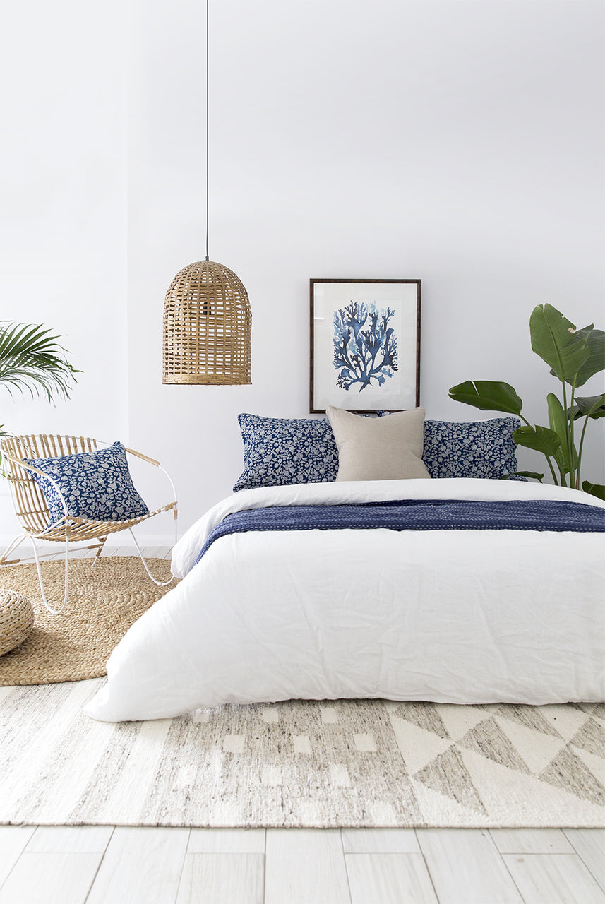 Indigo Hamptons Floral Cushion Cover