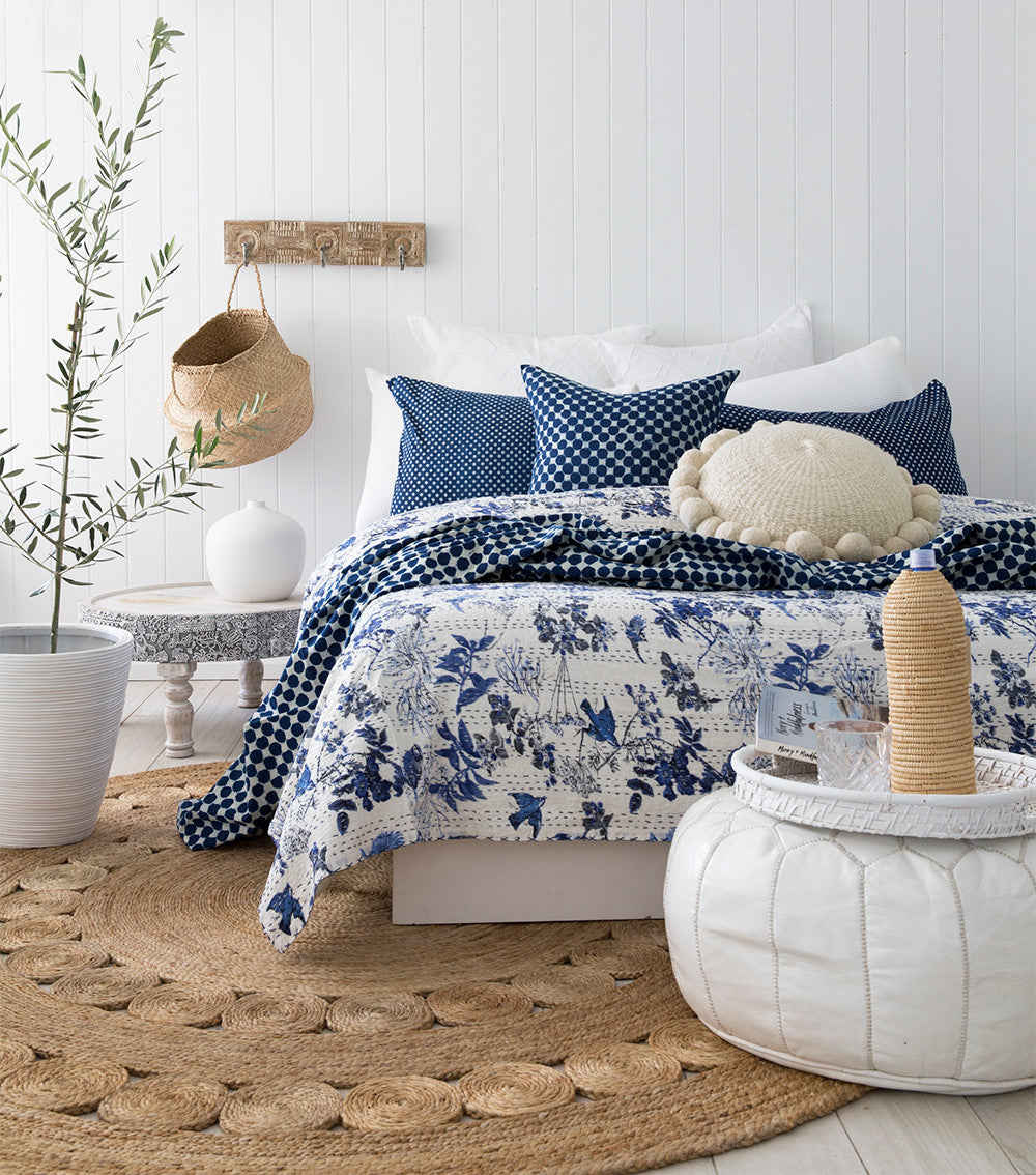 Little Birds Kantha Quilt