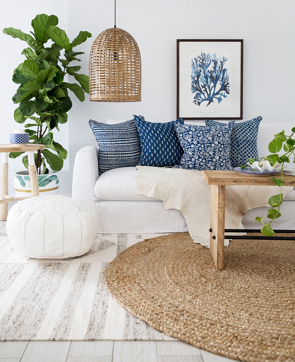 Indigo Hamptons Floral Cushion Cover