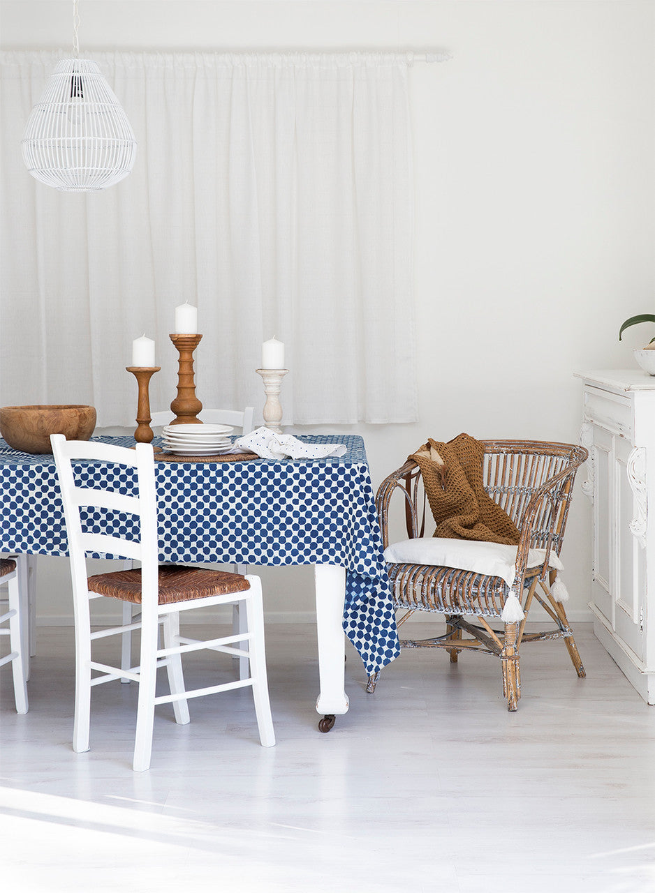 Indigo Dots Square Tablecloth