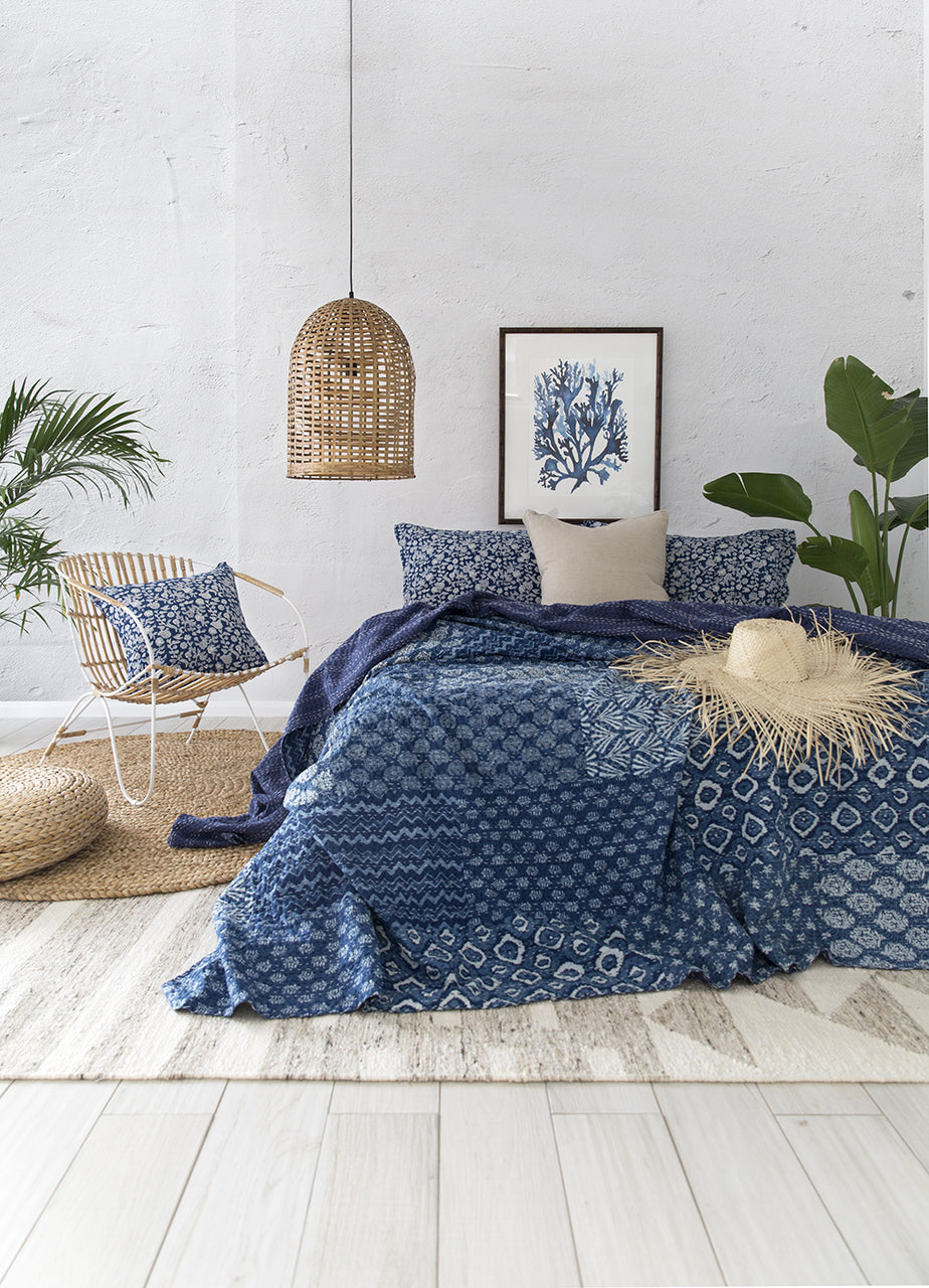 Indigo Hamptons Floral Pillowcase