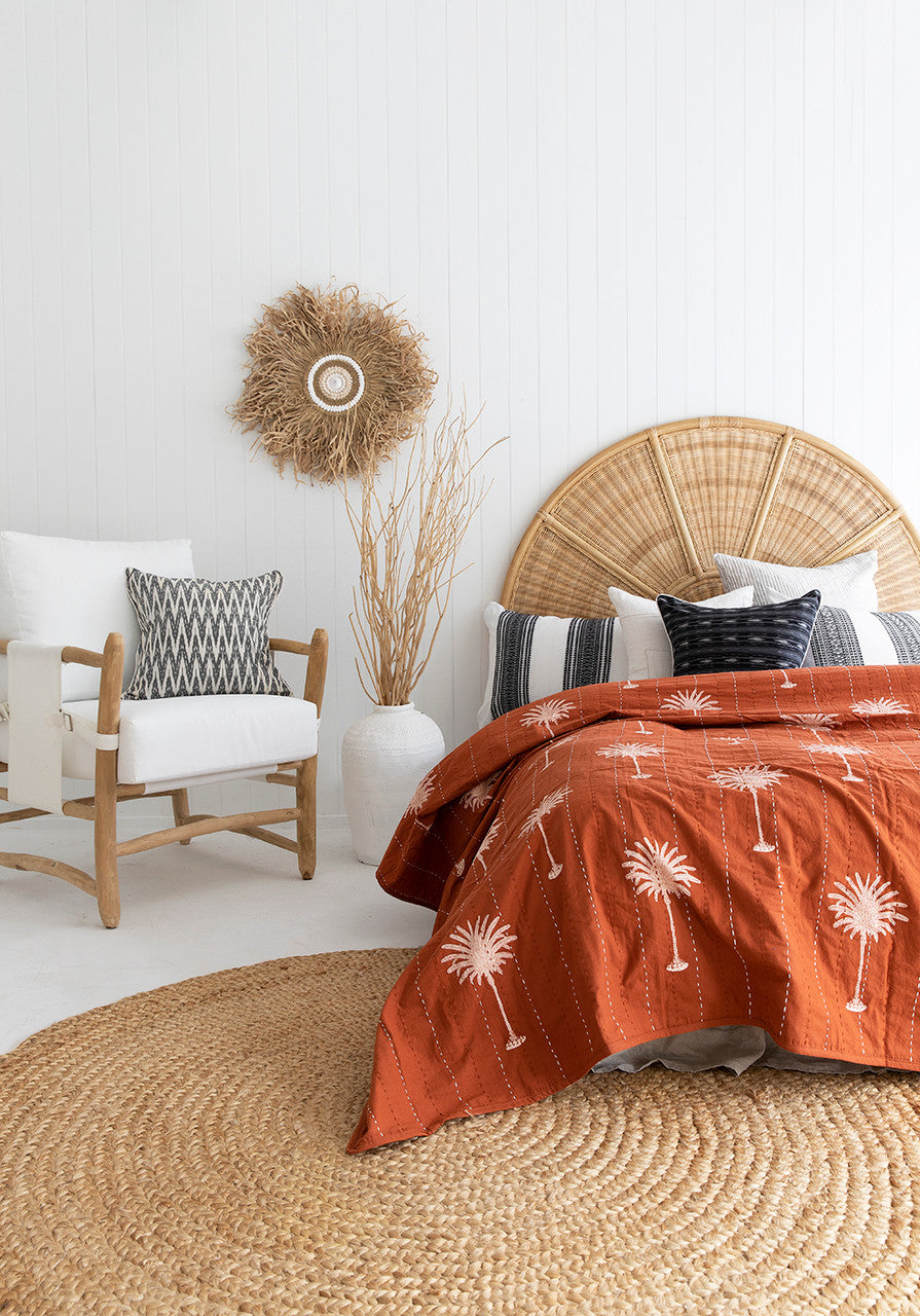 Rust Palm Kantha Quilt