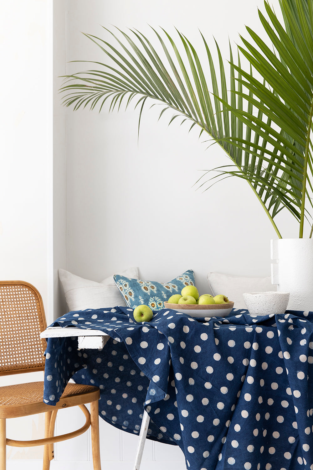 Indigo Moonlit Polka Dotty Square Tablecloth (180 X 180 cm)