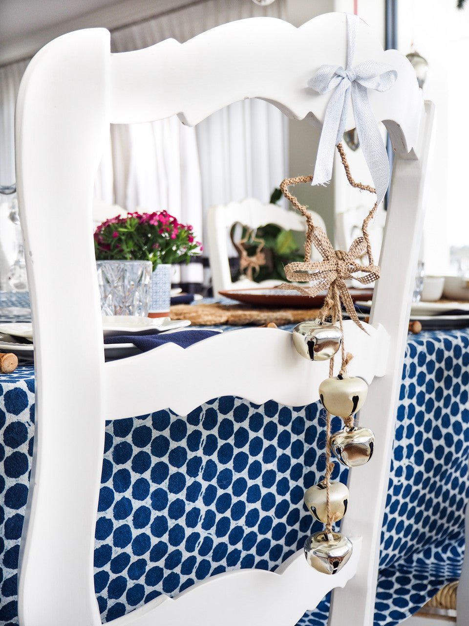 Indigo Dots Tablecloth (150x220cm)