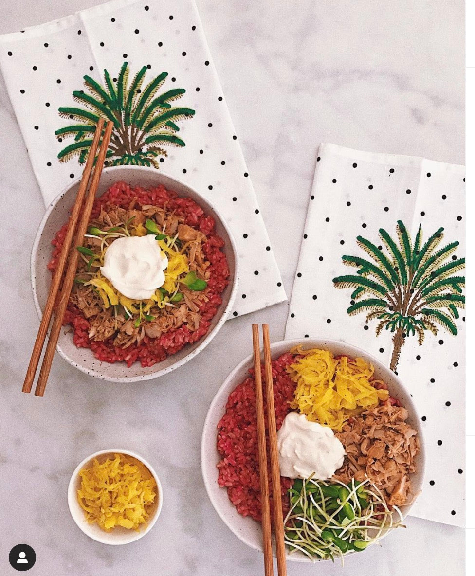 Polka Dot Palm Tree Tea towel