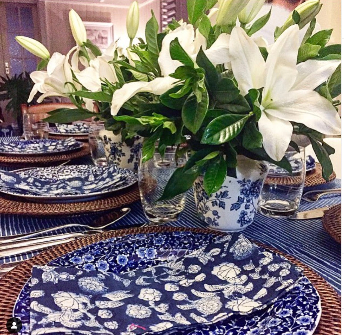 Indigo Hamptons Floral Napkins - Set of 4