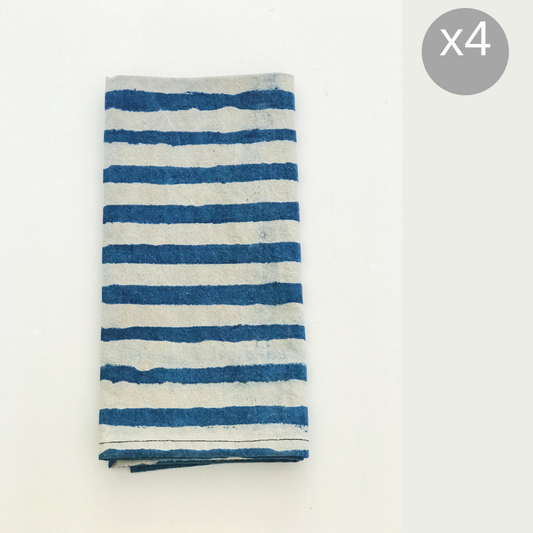 Indigo Ticking Stripes Napkins -Set of 4