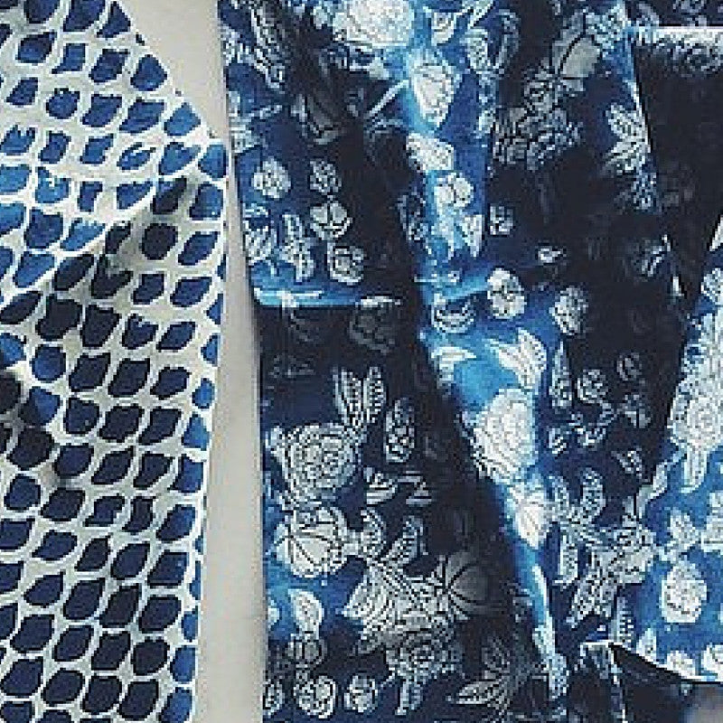 Indigo Hamptons Floral Tea Towel | Peacocks and Paisleys