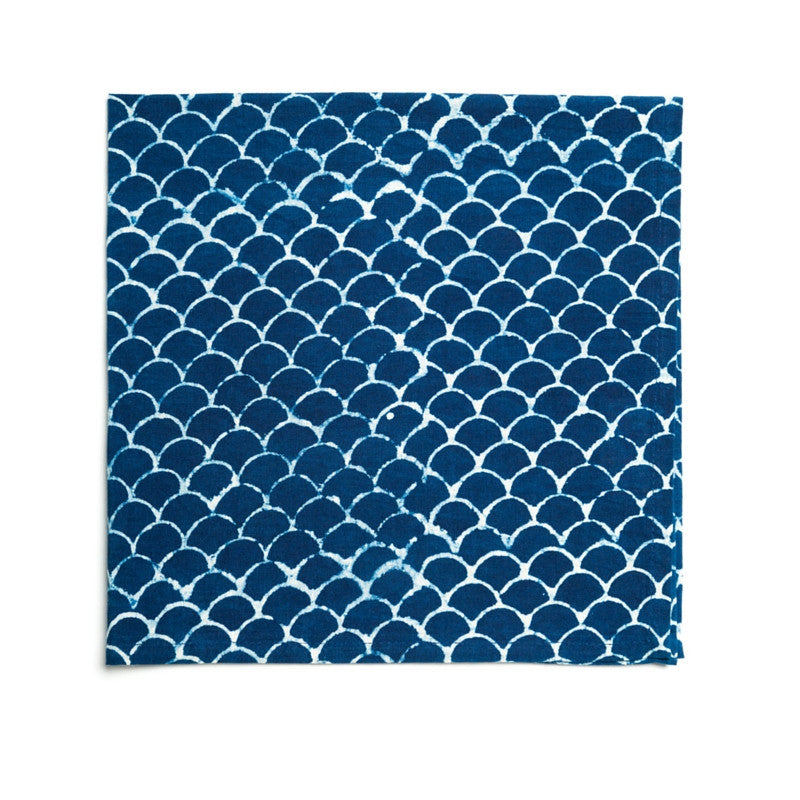 Indigo Fish Scales Hamptons Tea Towel |Peacocks and Paisleys