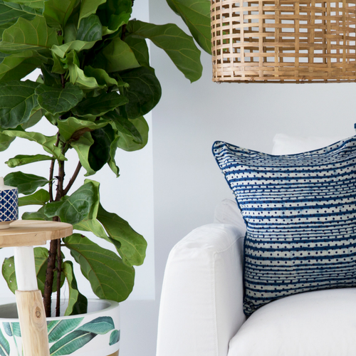 Indigo Dots and Stripes Euro Cushion Cover