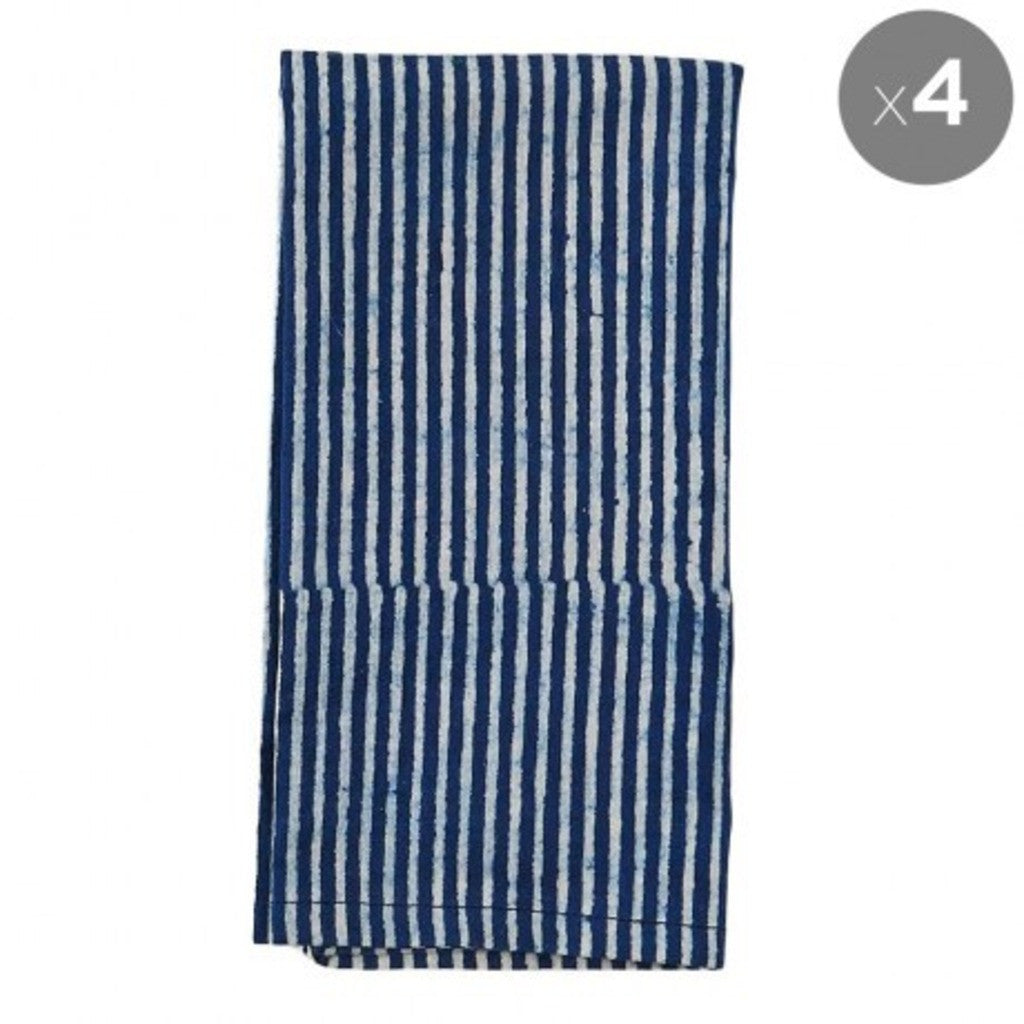 Indigo Hamptons Stripes Napkins | Peacocks and Paisleys