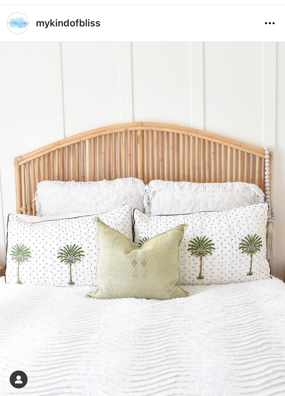 Polka Dot Palm Tree Kantha Quilt plus Quilted Pillowcase Bundle